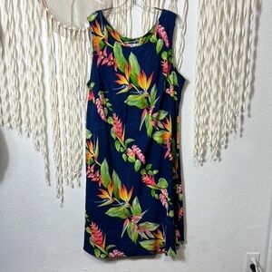 Hawaiian Original Navy Bird of Paradise Floral Midi Dress Size 2XL